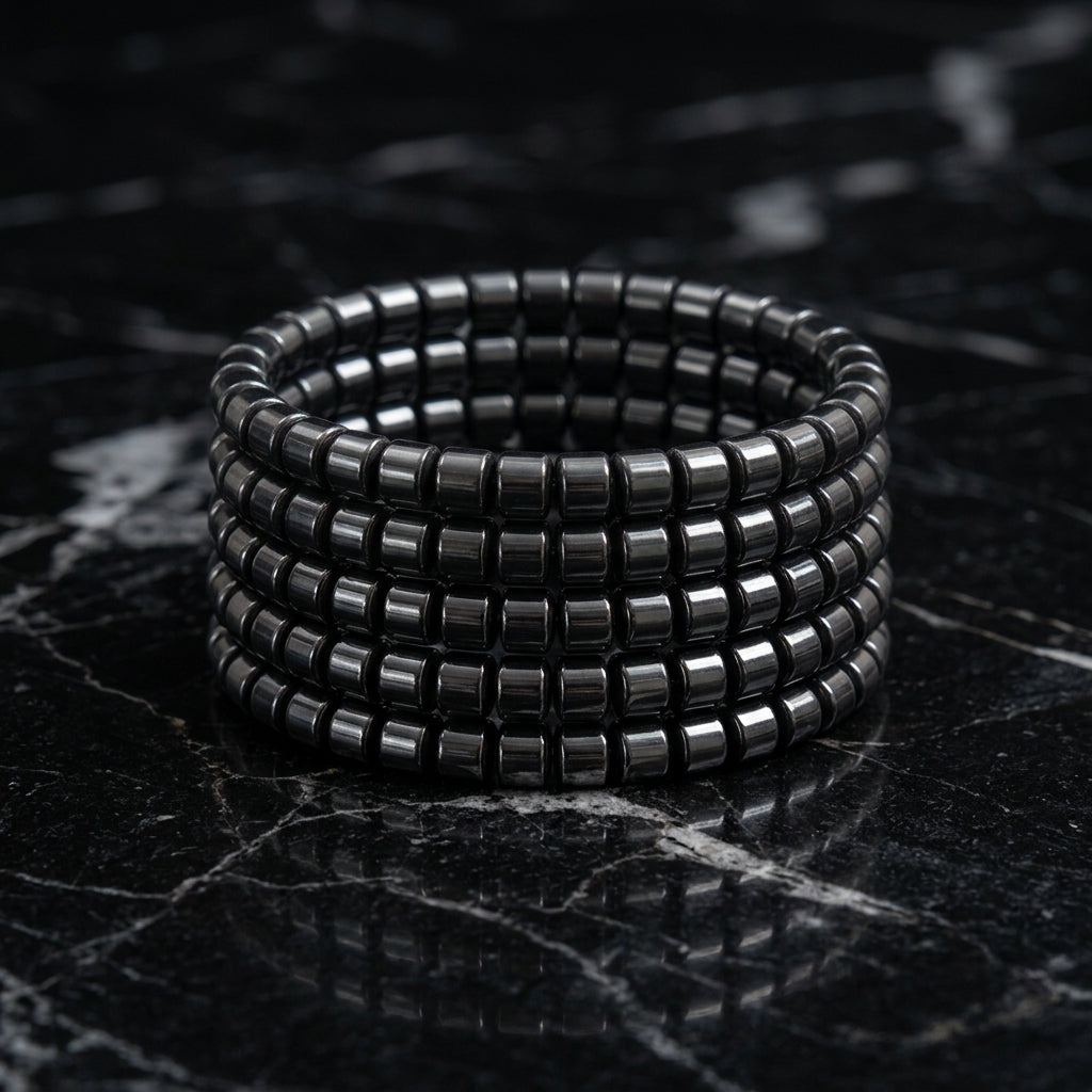 5 Pulseras de Hematita