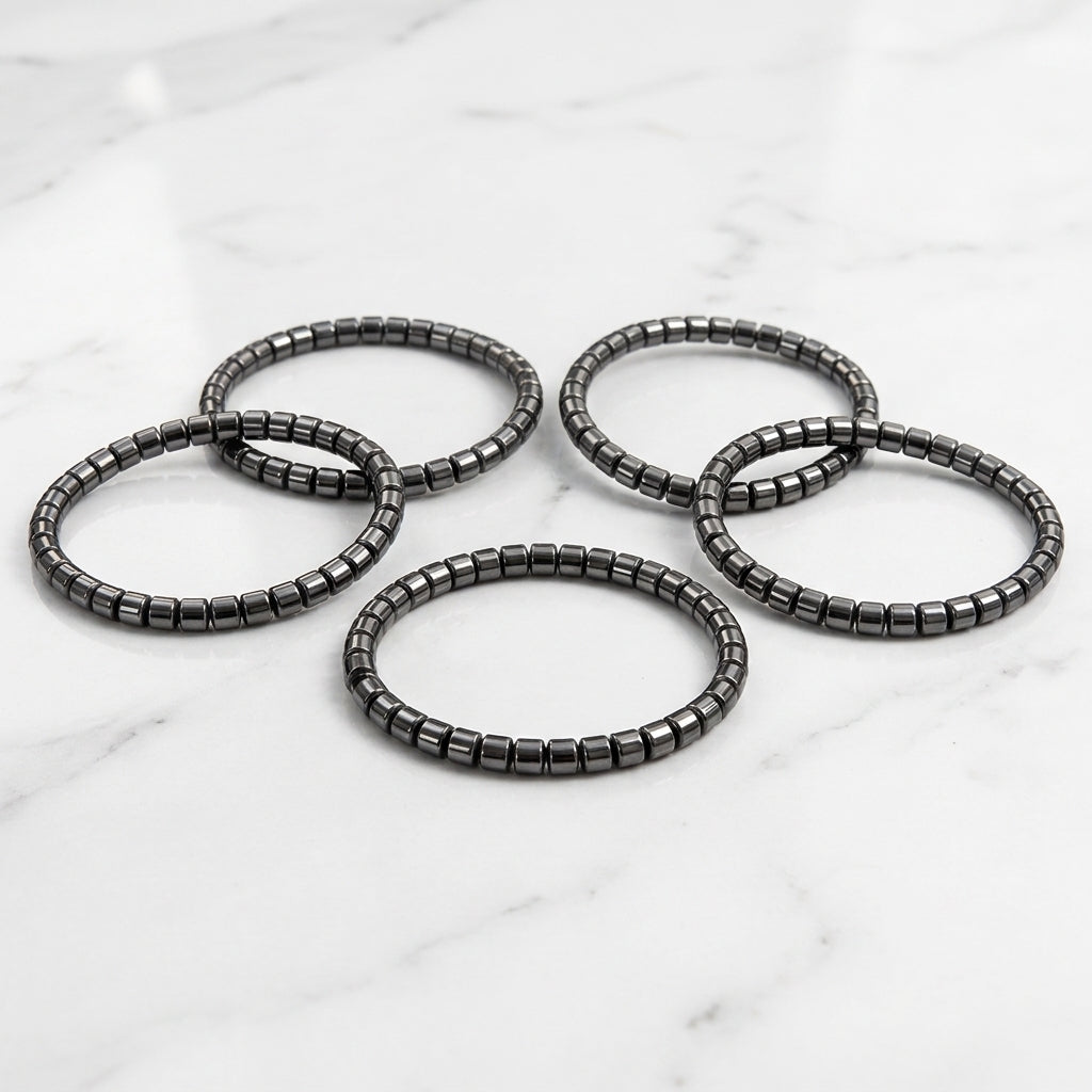 5 Pulseras de Hematita