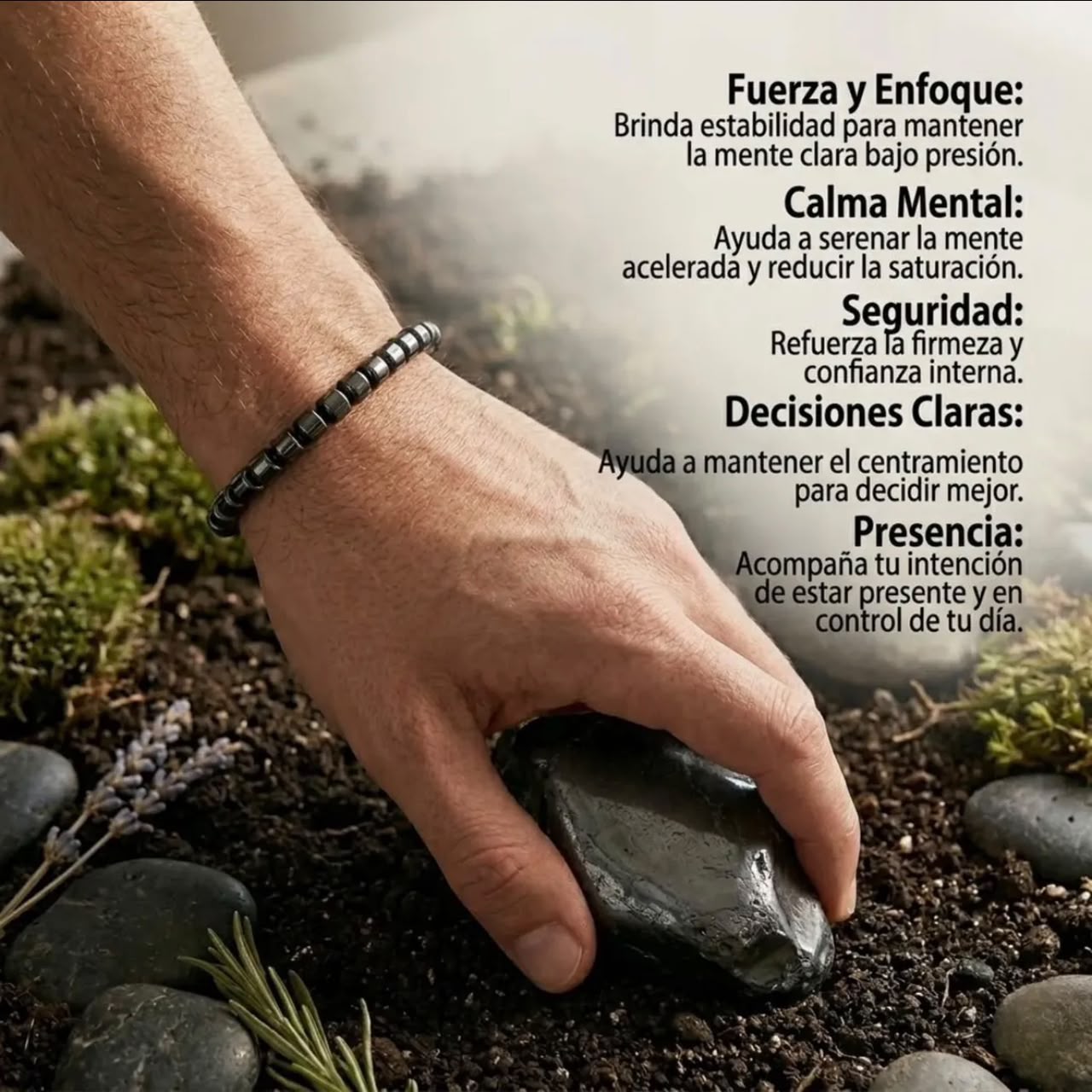 HEMATIA Pulsera Hematite Protectora « Energía Concentración Deseo