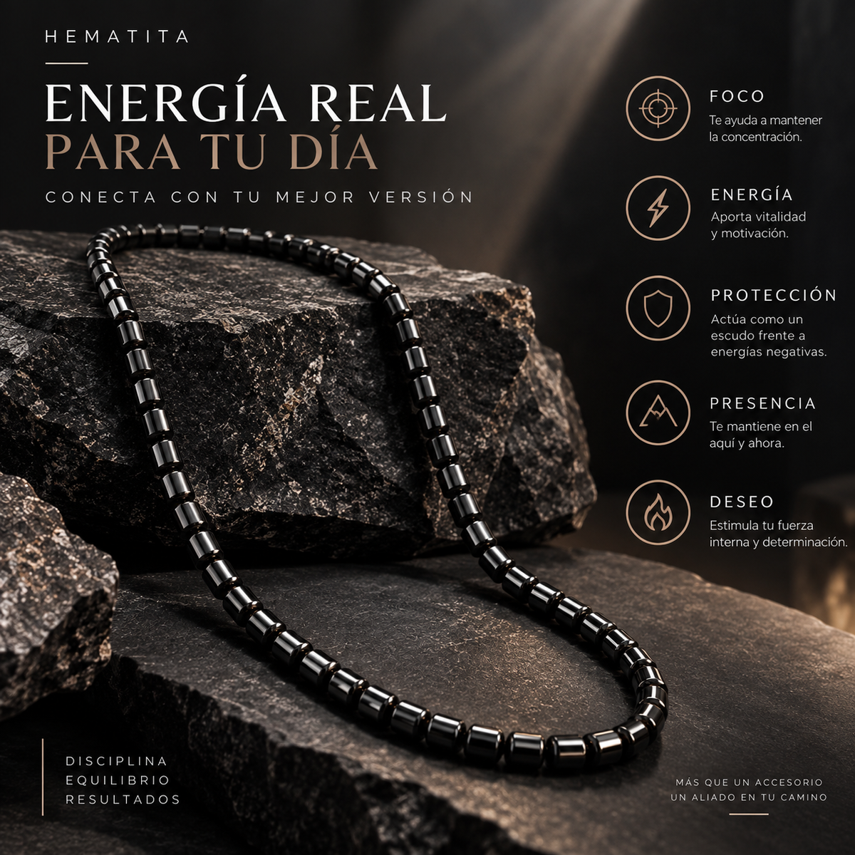 HEMATIA Collar de Hematita « Energía y Protección