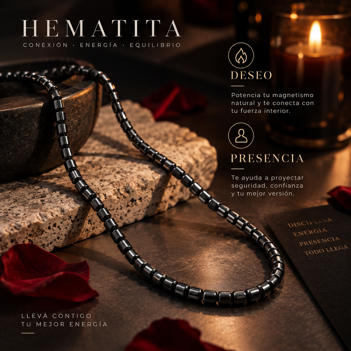HEMATIA Collar de Hematita « Energía y Protección
